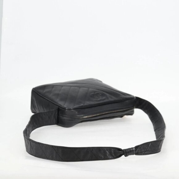 CHANEL COCO Mark Chain Shoulder Bag Grained Calf Skin Black Gold CC Auth 128487V - Picture 8 of 16